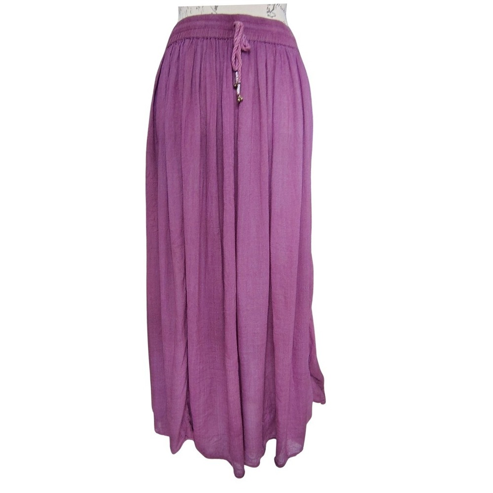 Whimsigoth Plum Crinkle Gauze Maxi Skirt 90s Boho Strapless‎ Midi Dress OS Sheer